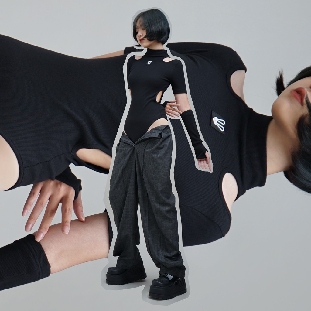 ❀Áo Body Suit Găng Tay Đen BunnyHill
