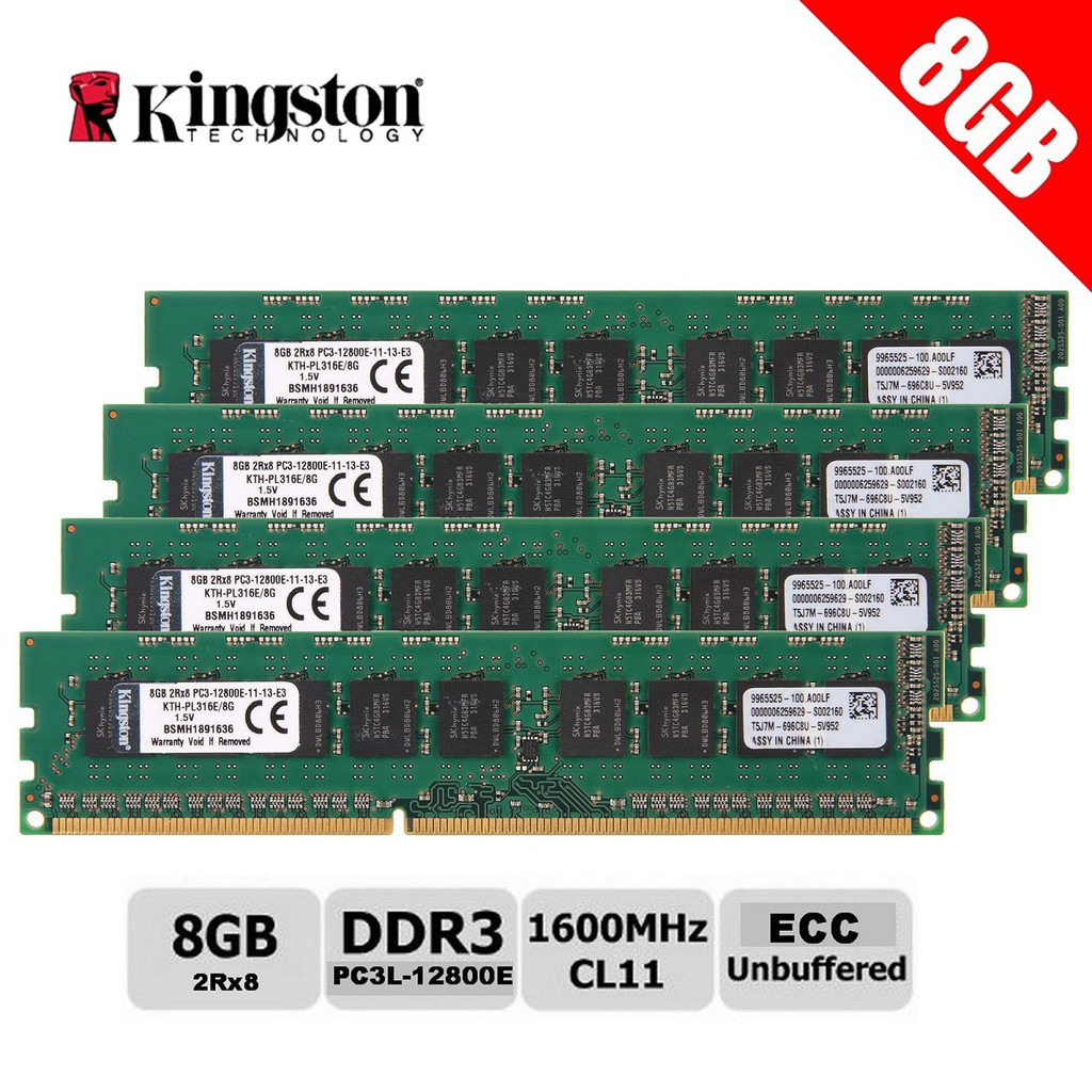 Ram Kingston 8GB DDR3L 1600 (PC3L-12800) ECC Unbuffered