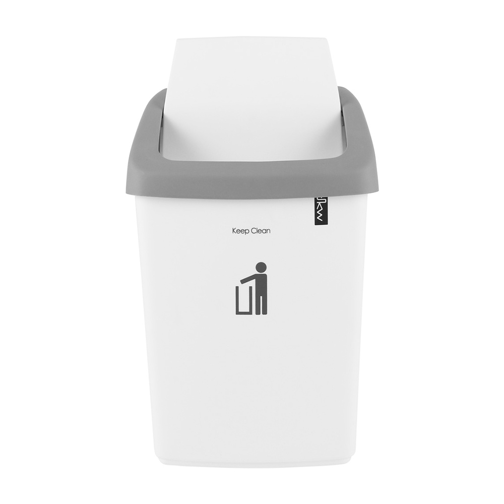 HomeBase DKW Thùng rác nhựa nắp xoay Thái Lan 9L W25xD20xH37 Cm Trắng/Xám