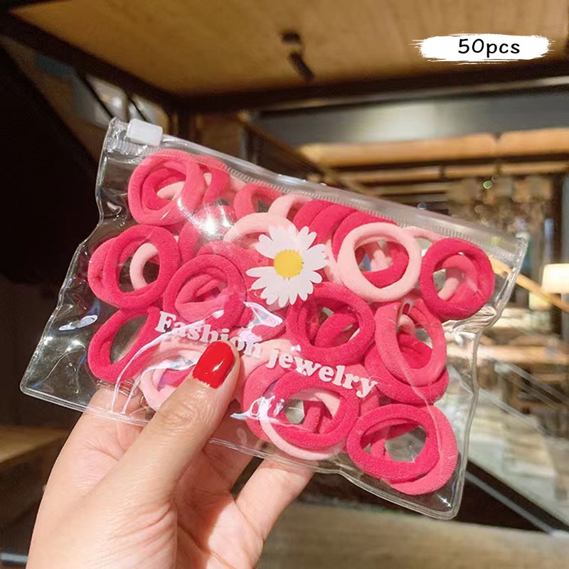 Set 50 Dây Cột Tóc Co Giãn Màu Sắc gradient Phong Cách Hàn Quốc Cho Bé