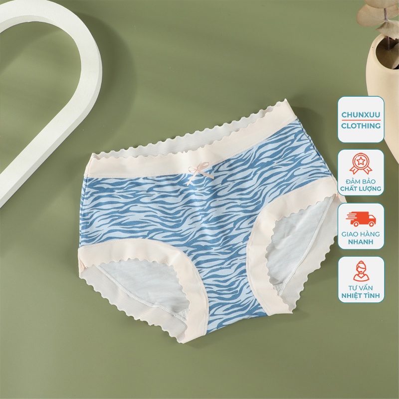 Quần lót nữ Cotton cao cấp CHUNXUU phối viền ren họa tiết da báo quyến rũ - QC87