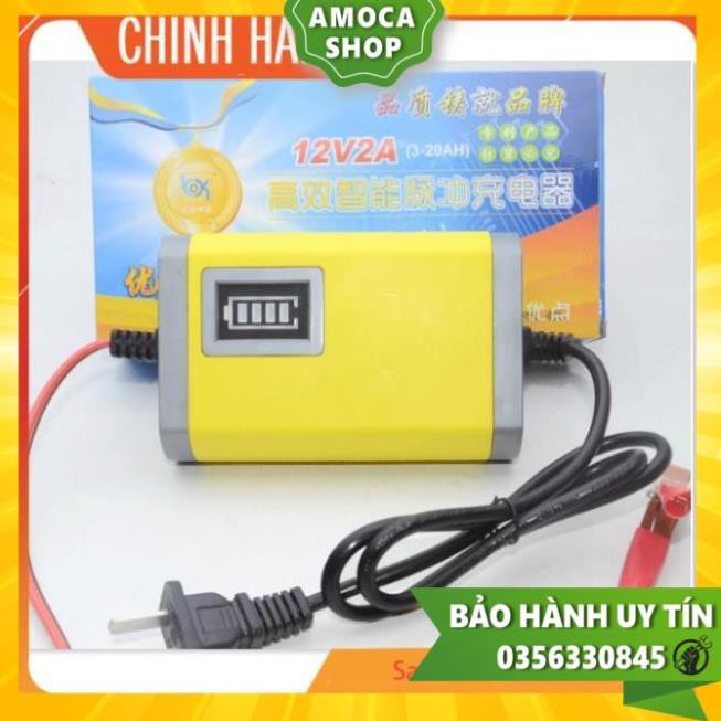 Bộ sạc acquy 12V-2A thông minh cao cấp , Bộ nạp ác quy tự ngắt Sạc Nhanh Chính xác [ CÓ VIDEO]