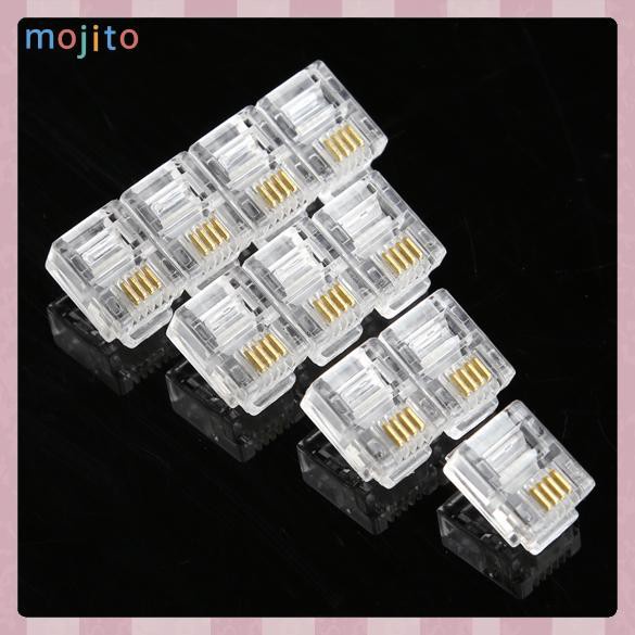 Set 100 Đầu Nối Điện Thoại 4 Pin Rj11 Rj-11 6p4c Chuyên Dụng