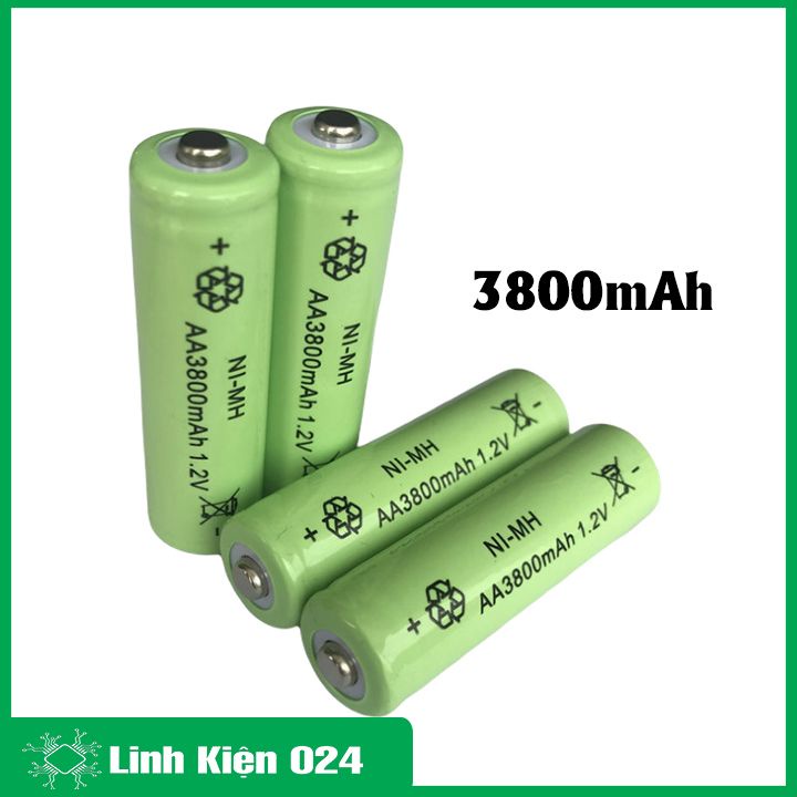 Pin sạc Ni-MH AA điện áp 1.2V dung lượng lớn 1800mA/3000mA/3800mA tùy chọn (giá/1viên)