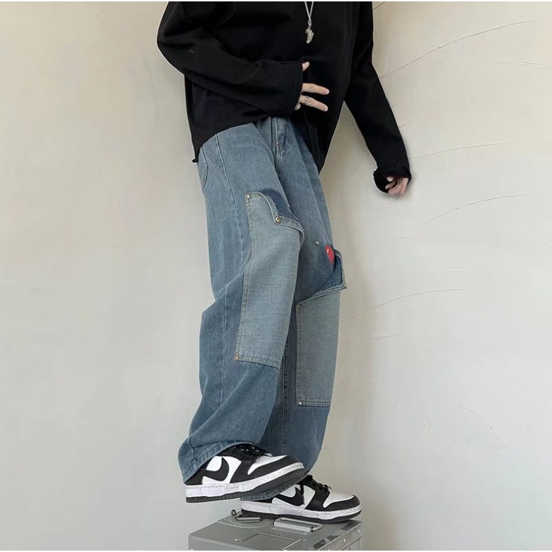 Quần Jeans Dài Màu Sắc Retro Phong Cách Hàn Quốc Cho Nam