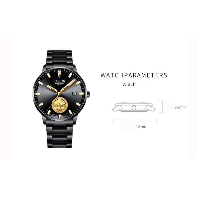 Đồng hồ nam chính hãng KASSAW K228-1 Kính sapphire ,chống xước,Chống nước ,BH 24 tháng,Máy cơ (Automatic) ,dây kim loại