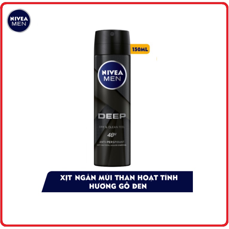 Xịt Ngăn Mùi NIVEA MEN Ngăn Khuẩn Gây Mùi Chai 150ml