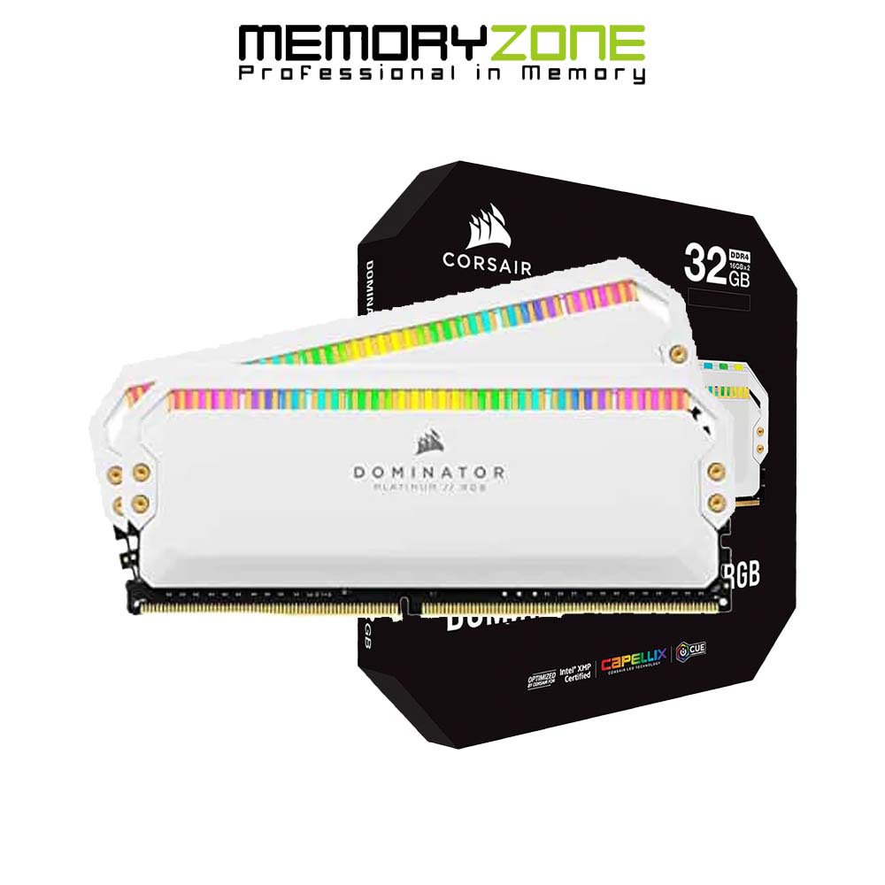 Ram PC Corsair Dominator Platinum White RGB 32GB 3200Mhz DDR4 (2x16GB) CMT32GX4M2E3200C16W