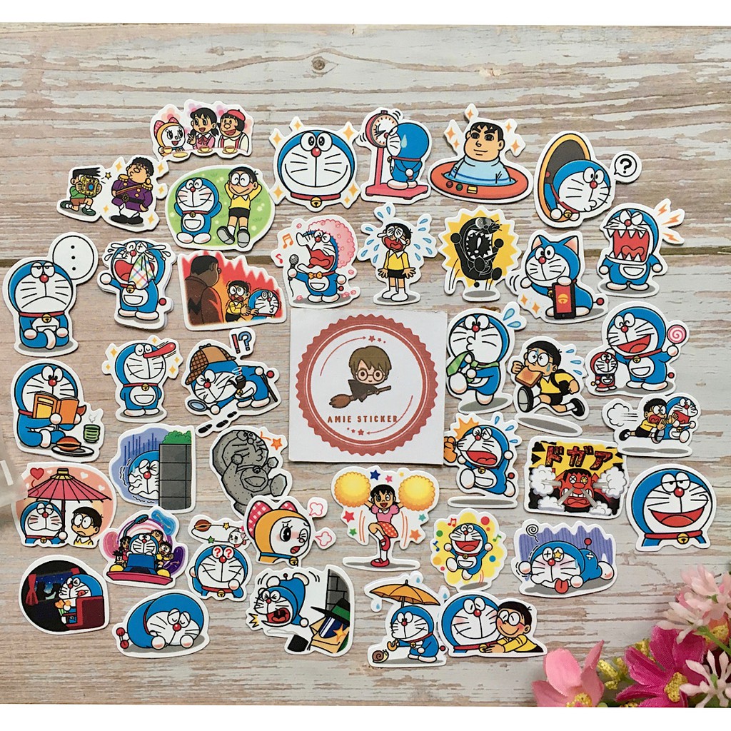 (Ảnh thật-39miếng/100miếng) Sticker/miếng dán hình Doraemon cute!
