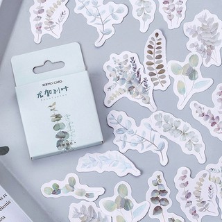 Set 46 chiếc sticker lá táo màu xanh lá bạc trang trí sổ