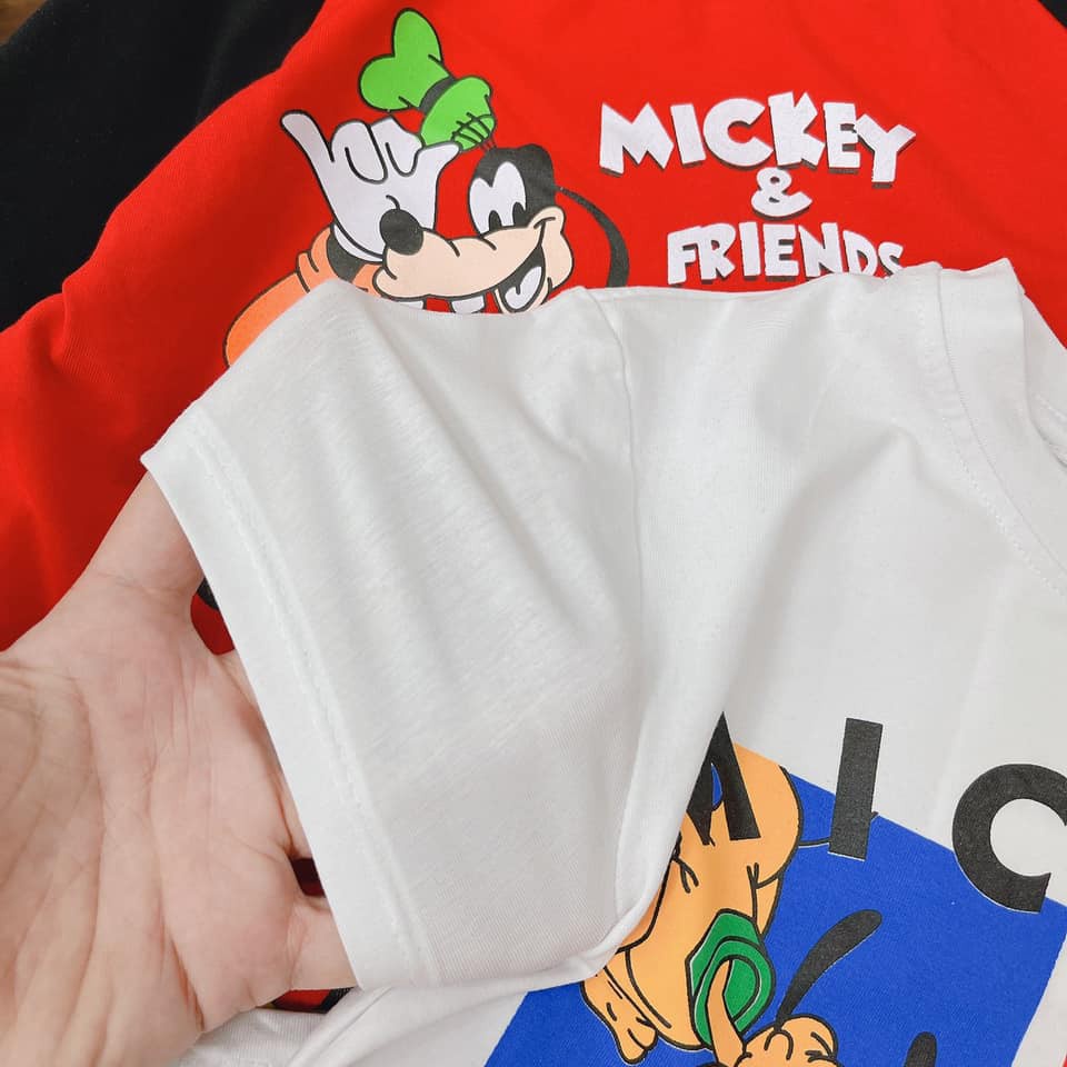 Áo cho bé gái bé trai gái combo 2 áo phông thun đỏ trắng hình mickey and friend JIMADO SF52