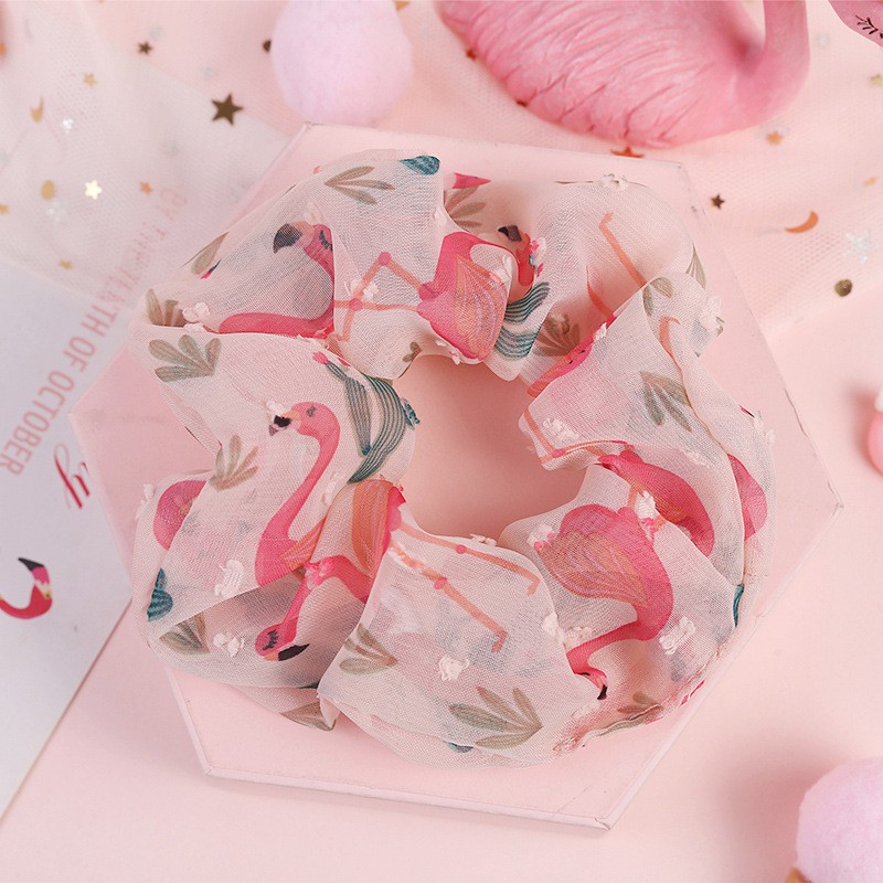 Dây cột tóc vải scrunchies hồng hạc. Phụ kiện tóc sang trọng cho bạn gái.