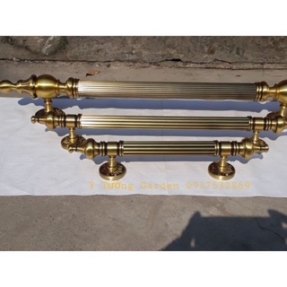 Tay nắm cửa gỗ( đồng thau đúc, màu xanh rêu vàng cổ điển, dài 40cm)