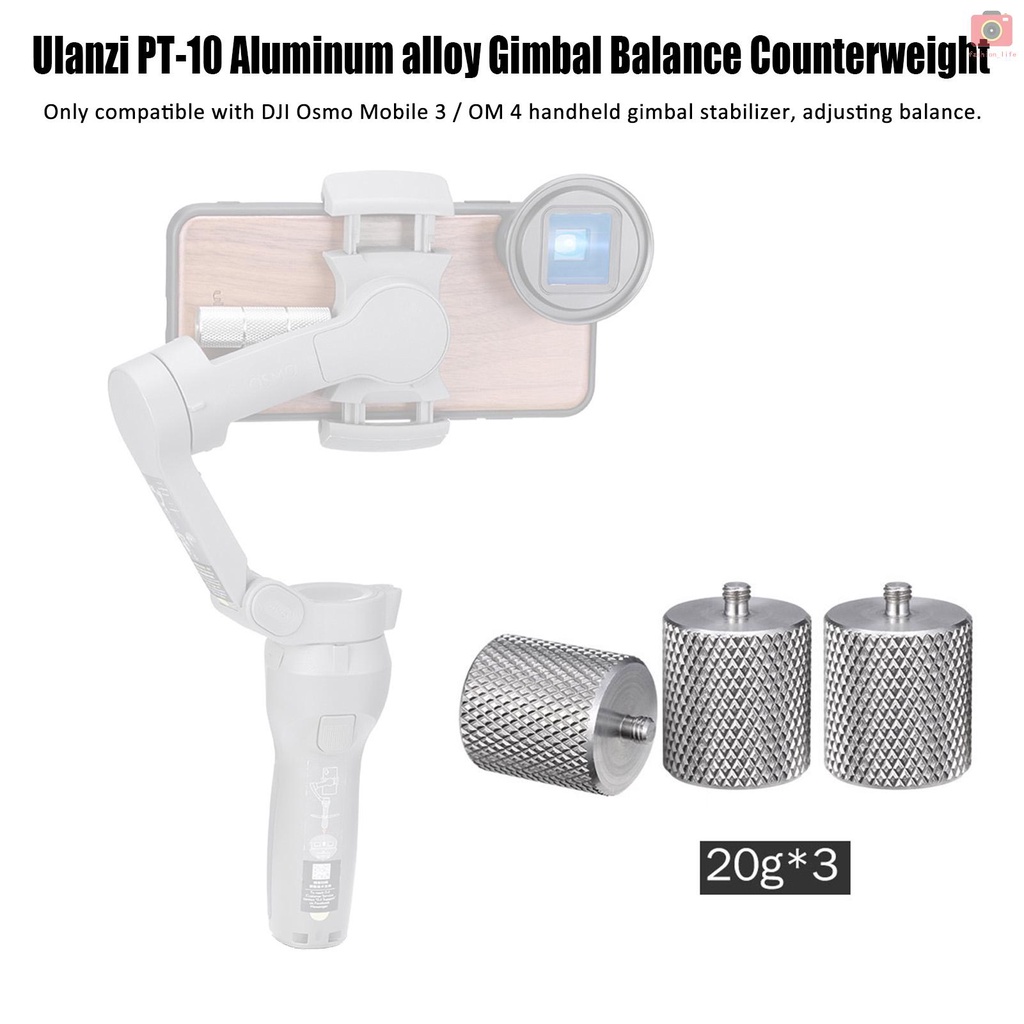 Phụ kiện cân bằng ống kính máy ảnh bằng hợp kim nhôm Ulanzi PT-10 20g*3 cho DJI Osmo Mobile 3 / OM 4 Gimbal | BigBuy360 - bigbuy360.vn
