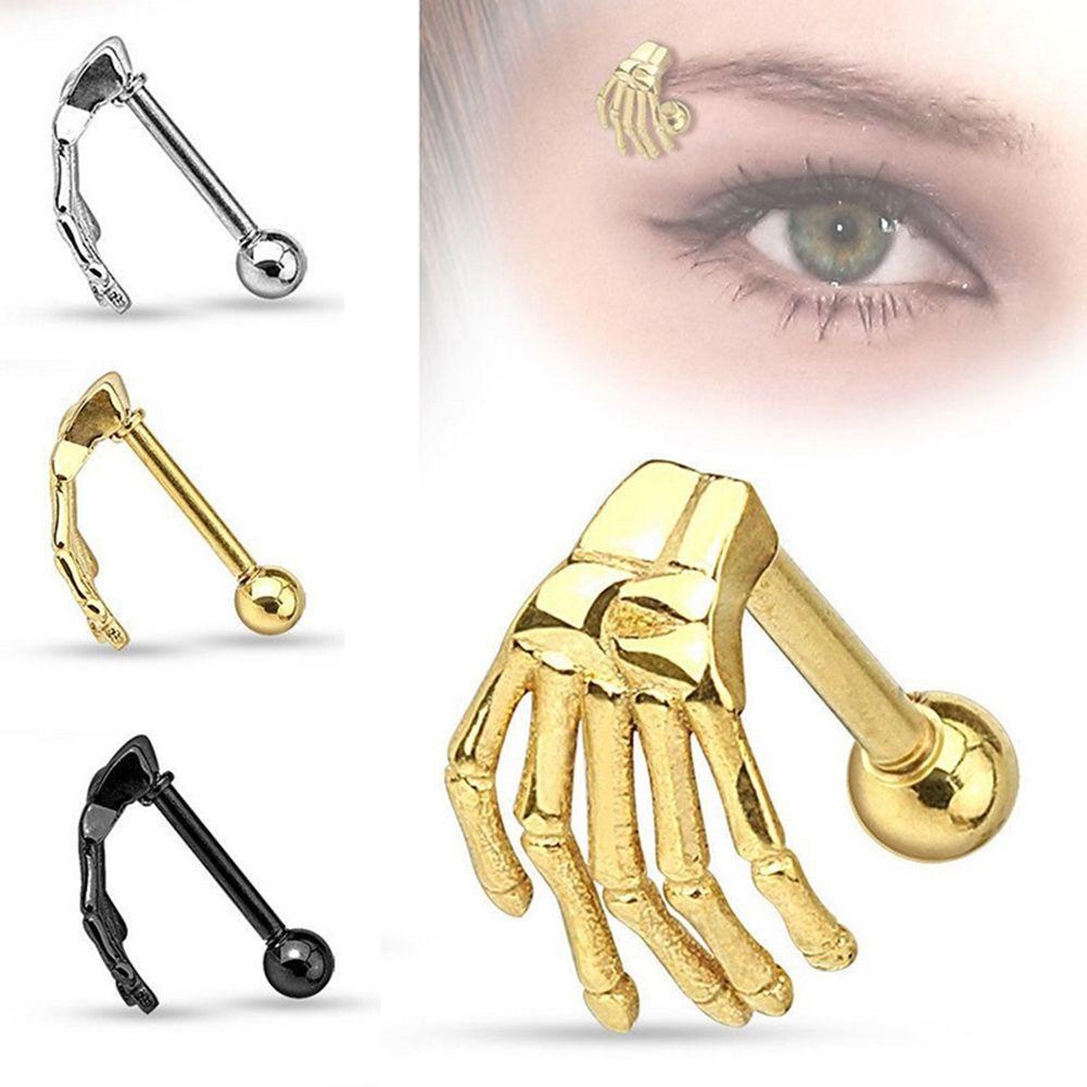 1 Khuyên Tai Kiểu Dàn Giáo Hình Xương Bàn Tay Bằng Thép Không Gỉ