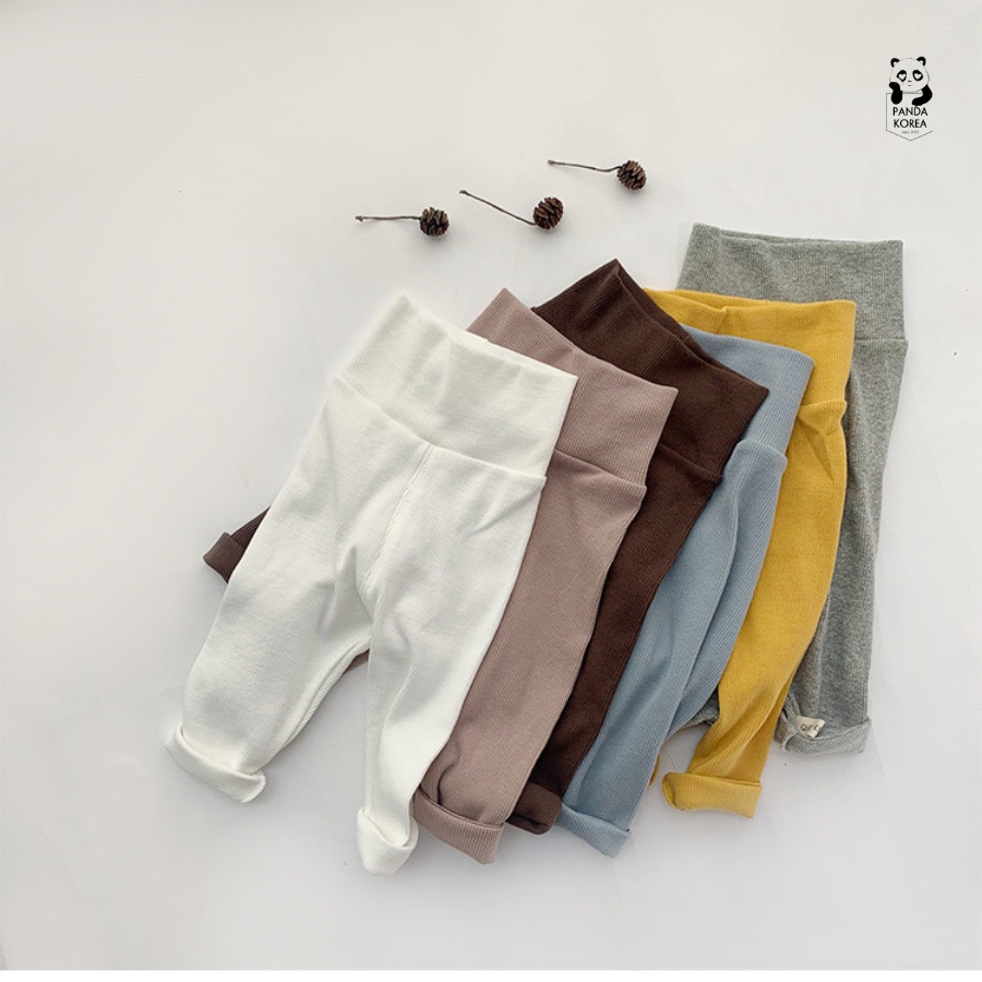 Quần legging cho bé cạp cao thun gân mềm mịn co giãn thoải mái phong cách Hàn Quốc cho bé từ 5kg-13kg
