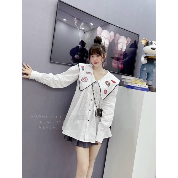 ÁO SƠMI TRẮNG VÀ HỒNG BABYDOLL CỔ THÊU HOẠ TIẾT XINH HOT | BigBuy360 - bigbuy360.vn