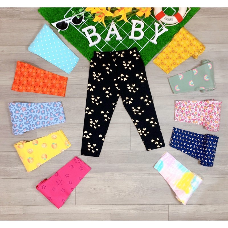 [GIÁ SỈ] Set 5 quần legging 100% cotton vải xuất dư co giãn cho bé 10 - 20kg