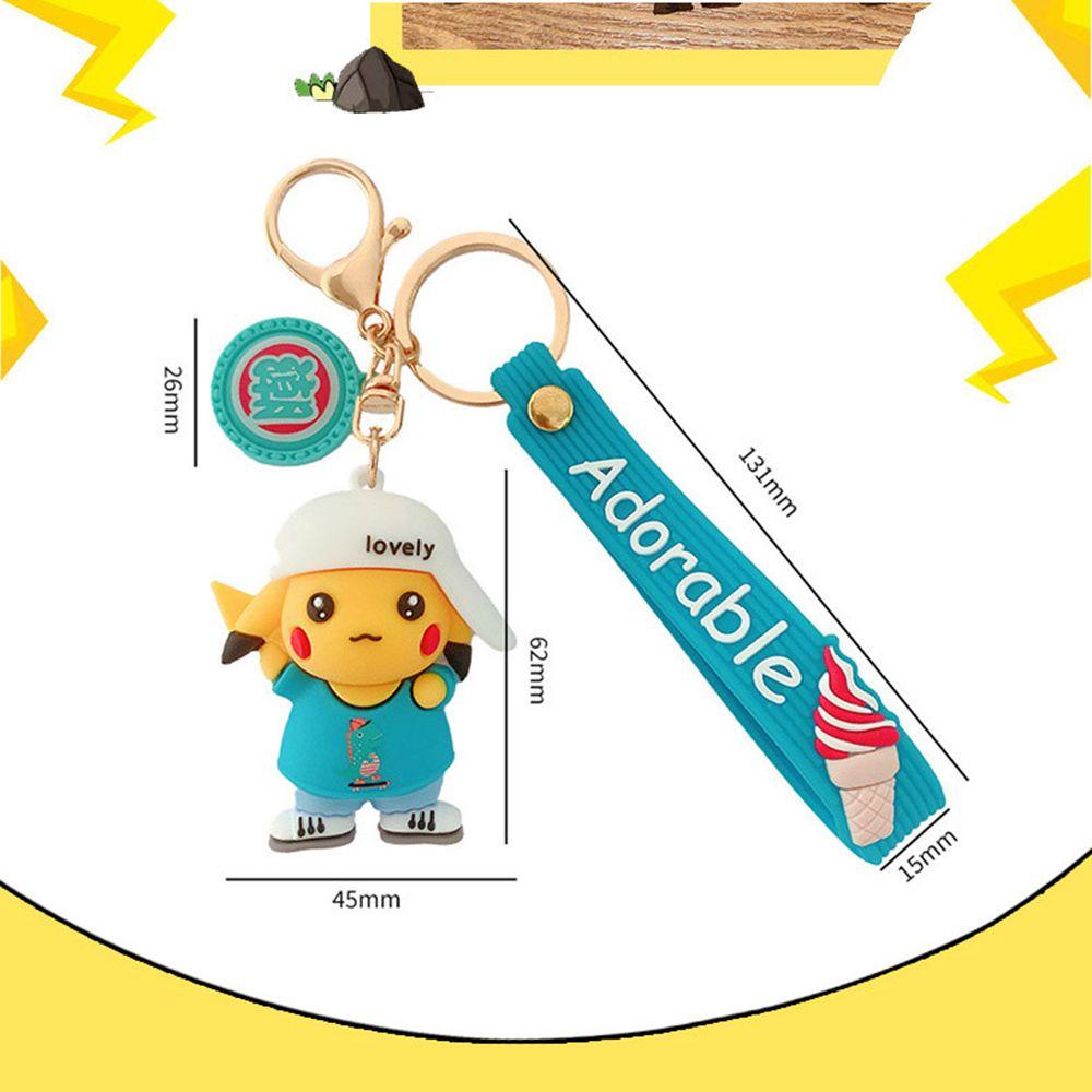 ❈ROWAN❈ Cartoon Anime Figures Key Ring Fashion Pikachu  Keychain Key Chain Pokemon Doll Toy Acrylic Pendant Birthday Gifts Classic Game Pocket Bag Ornaments Making Friends Gift Silicone Keyring/Multicolor