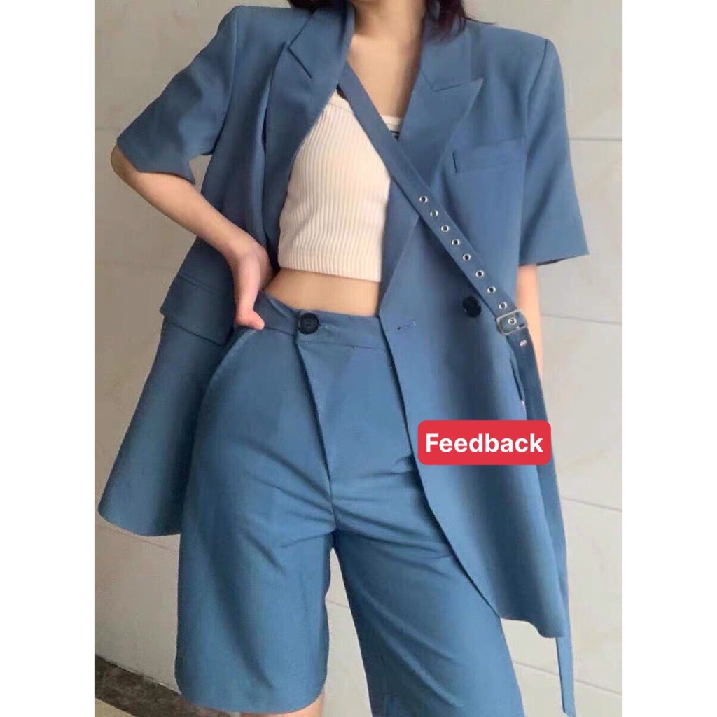 Vest nữ quần lửng thời trang Hàn Quốc - Vest cho nàng cá tính - Set vest lửng hot 2021 | BigBuy360 - bigbuy360.vn