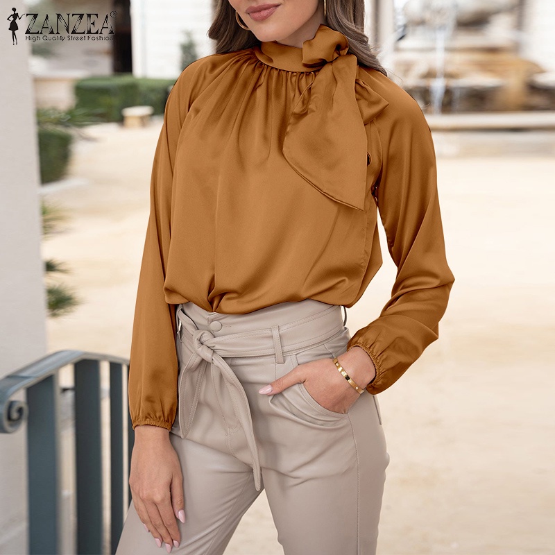 Zanzea Áo Kiểu Tay Dài Phồng Thắt Nơ Thời Trang Dành Cho Nữ