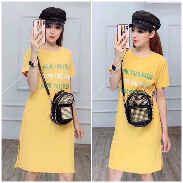 Đầm suông from rộng xẻ tà