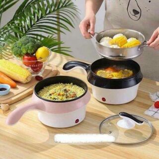 lẩu điện mini có tay cầm có xửng hấp