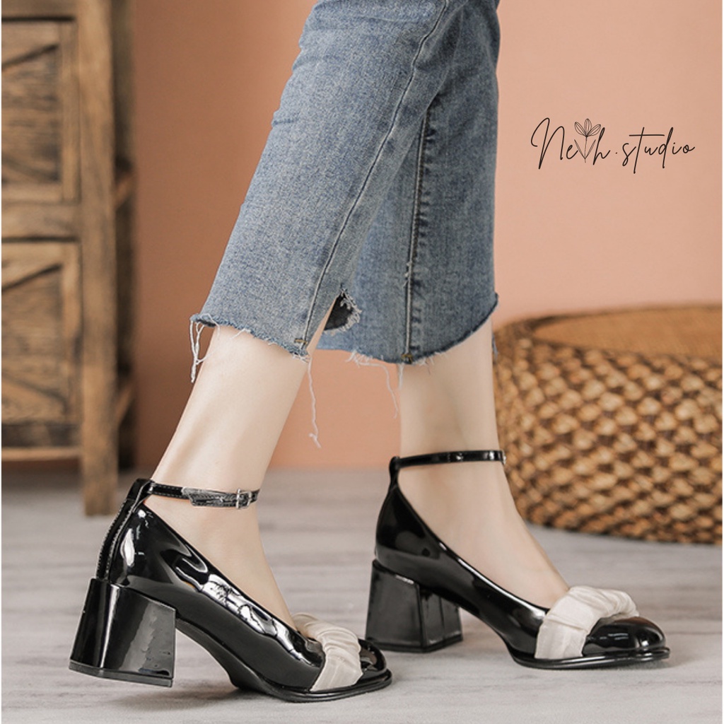 Giày cao gót viền bèo ren công chúa mũi tròn Mary jane nhẹ nhàng tiểu thư cho nữ neih.studio