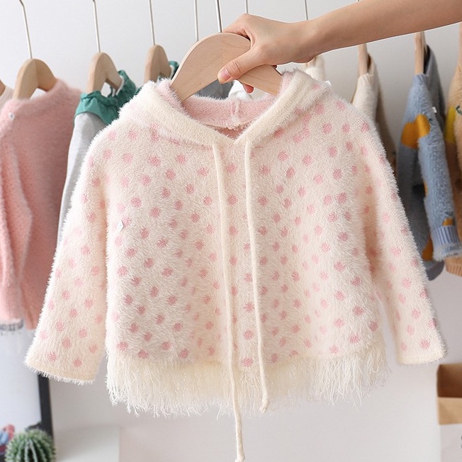 Áo len chấm bi điệu đà bé gái size 10-20kg [AL22]