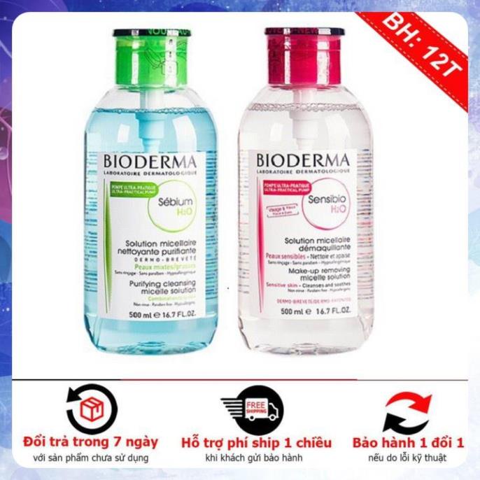 Nước tẩy trang Bioderma Crealine H2O nắp nhấn màu hồng, nắp nhấn màu xanh 500ml - Bini.store.official | BigBuy360 - bigbuy360.vn
