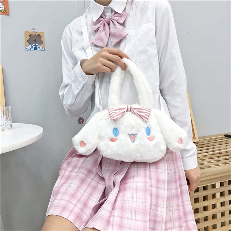 túi sang trọng Chó Yugui với chiếc nơ dễ thương con chó tai to Túi đeo chéo làm bằng vải sang trọng mềm mại