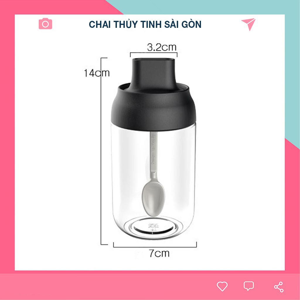 Hũ thủy tinh đựng gia vị cao cấp IDEA 250ml kèm thìa