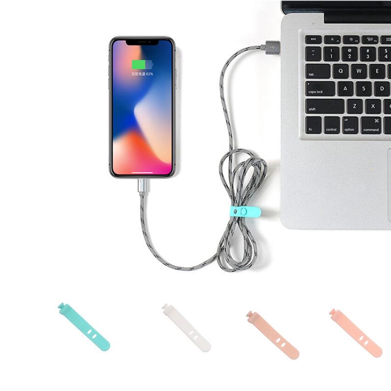 Set 4 Dây Quấn Cáp Gọn Gàng Làm Từ Silicon