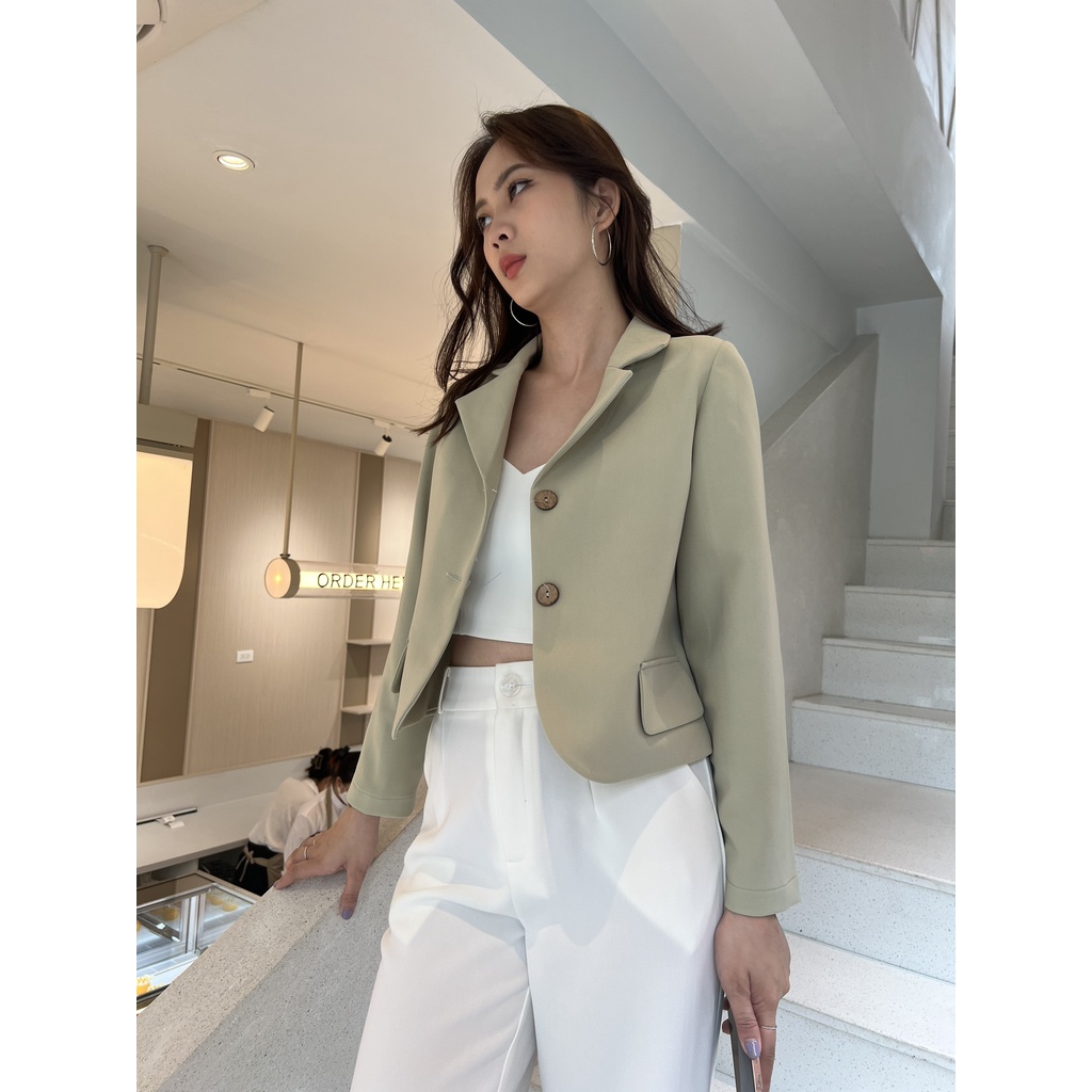 Áo blazer nữ 1 lớp dáng ngắn tay dài Huien Design thời trang công sở trẻ trung, áo vest nữ Hàn Quốc màu sắc | BigBuy360 - bigbuy360.vn