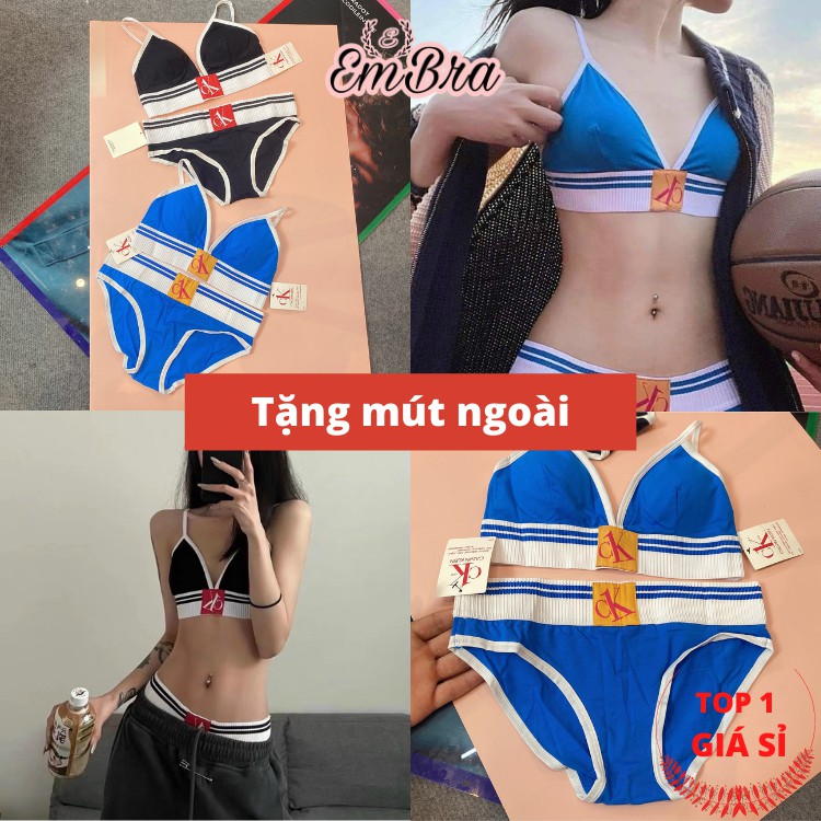 Bộ Đồ Lót c.k EMBRA Thể Thao Quyến Rũ Trend Năm 2021 Tặng Kèm Mút Ngực Mã EBB11