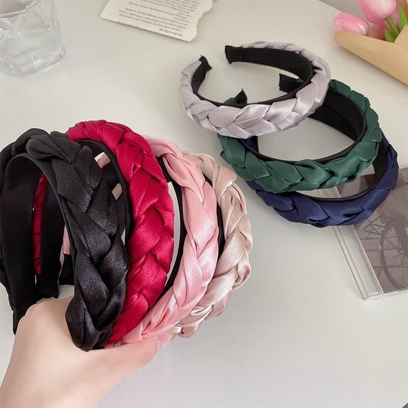 Bờm tóc tết vải lụa Satin bản to