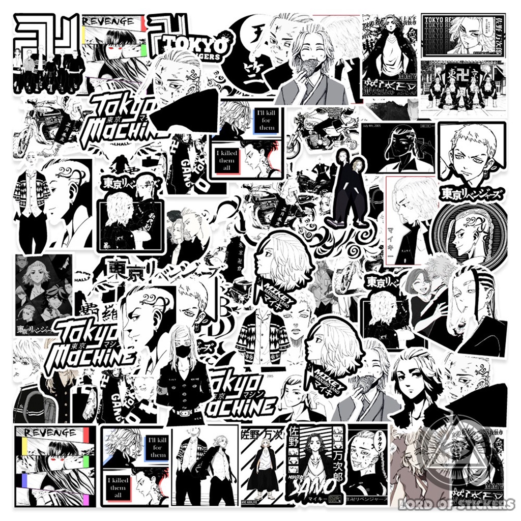 Set 50 Nhãn Dán Tokyo Revengers Anime Manga Sticker Hình Nhân Vật Truyện Tranh Trang Trí Mũ Bảo Hiểm, Vali, Ván Trượt