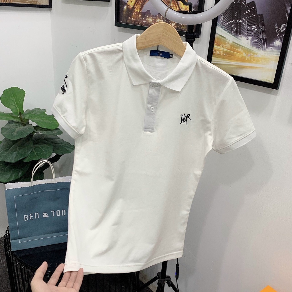 Áo thun nam ngắn tay cổ polo thêu chữ hiệu sang trọng vải cotton cao cấp mềm mịn co giãn form regular NEWSHOP001