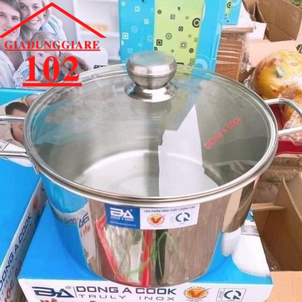NỒI LUỘC GÀ ĐÔNG Á COOK SIZE 30CM NẮP KÍNH - INOX TIỆN LỢI