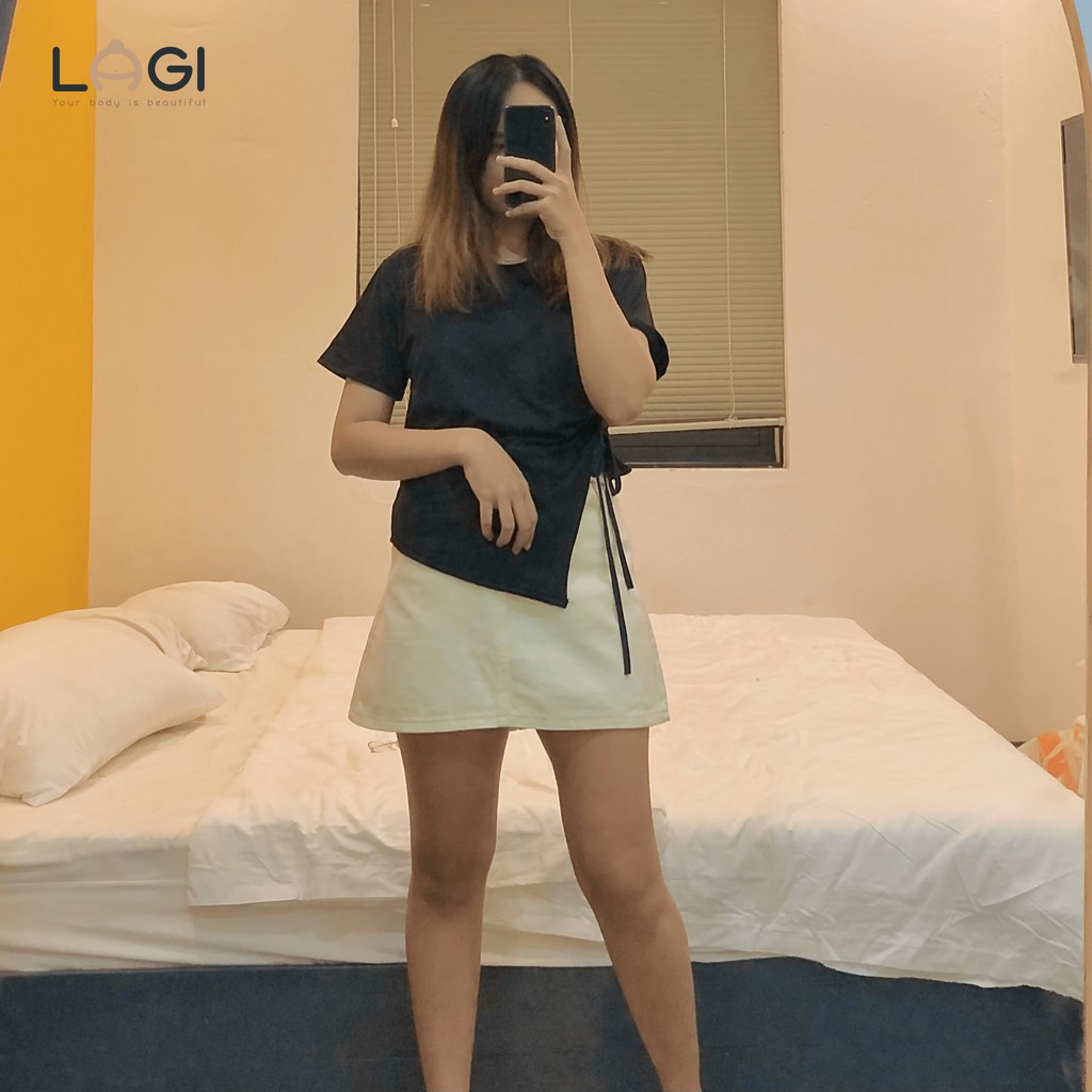 Áo thun xẻ tà nữ thắt dây - BIGSIZE từ 50KG đến 90KG - LAGI BIGSIZE