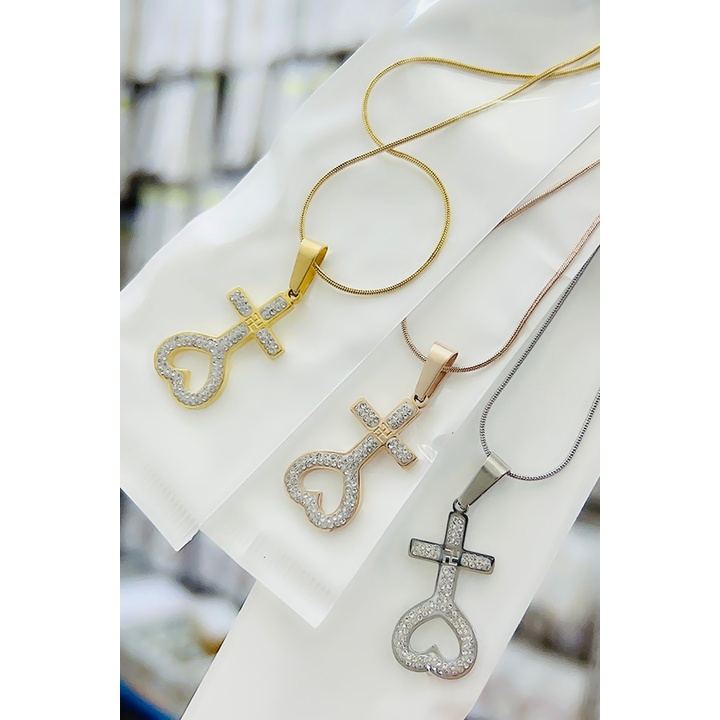 Dây chuyền Thiên Tâm đính full đá siêu đẹp, bền màu - Đem lại binhd an may mắn cho người đeo