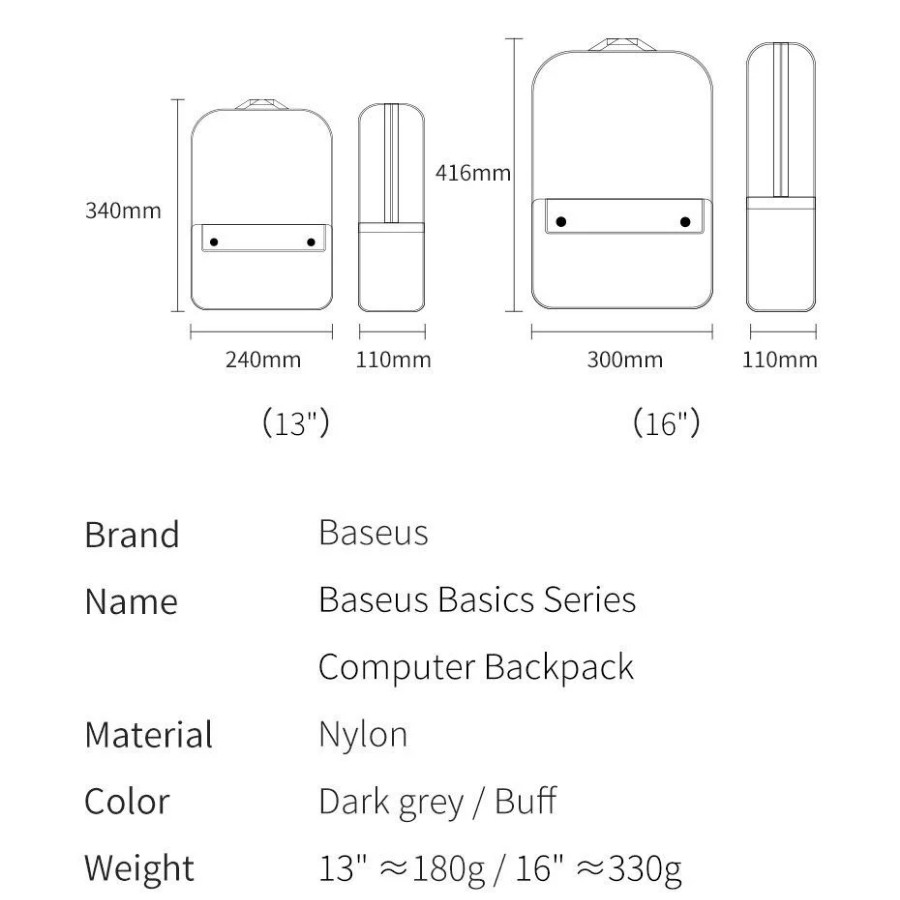 Ba lô vải dù/ túi vải dù chống thấm nước Baseus 13/16&quot; cho Tablet /Laptop/ Macbook - LV836