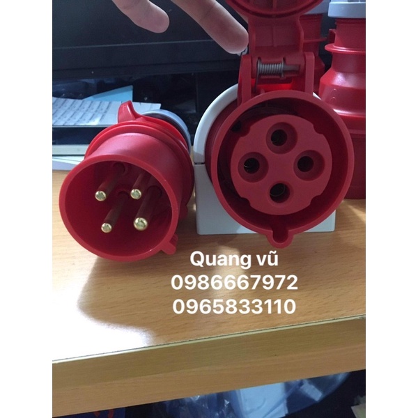 Bộ ổ cắm + phích cắm công nghiệp 3pha 4 chân PCE 32A made in ustria