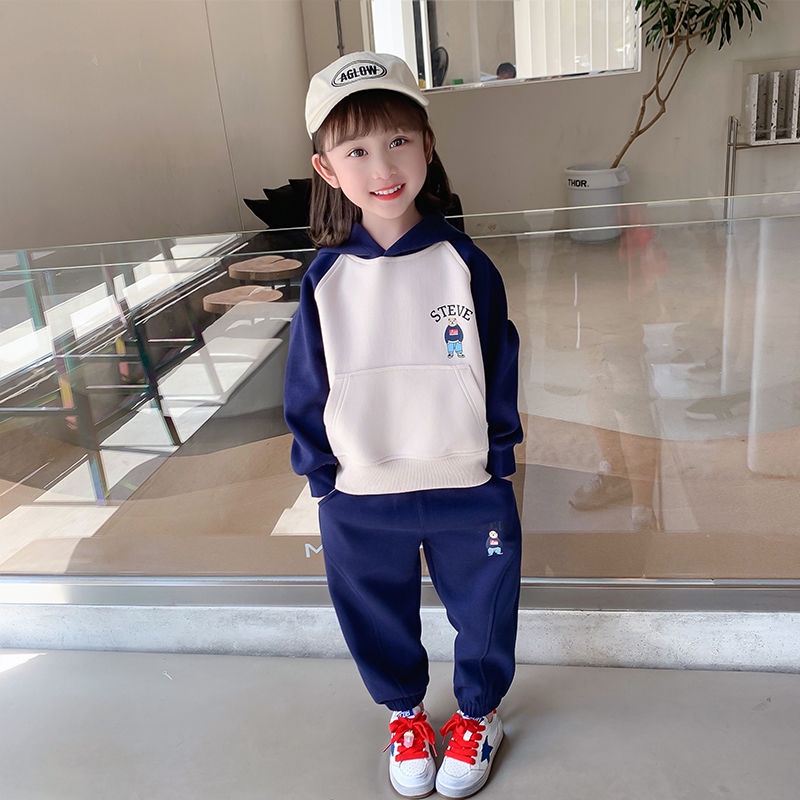 Set Đồ Thể Thao Dài Tay Có Nón Thời Trang Cho Bé Gái