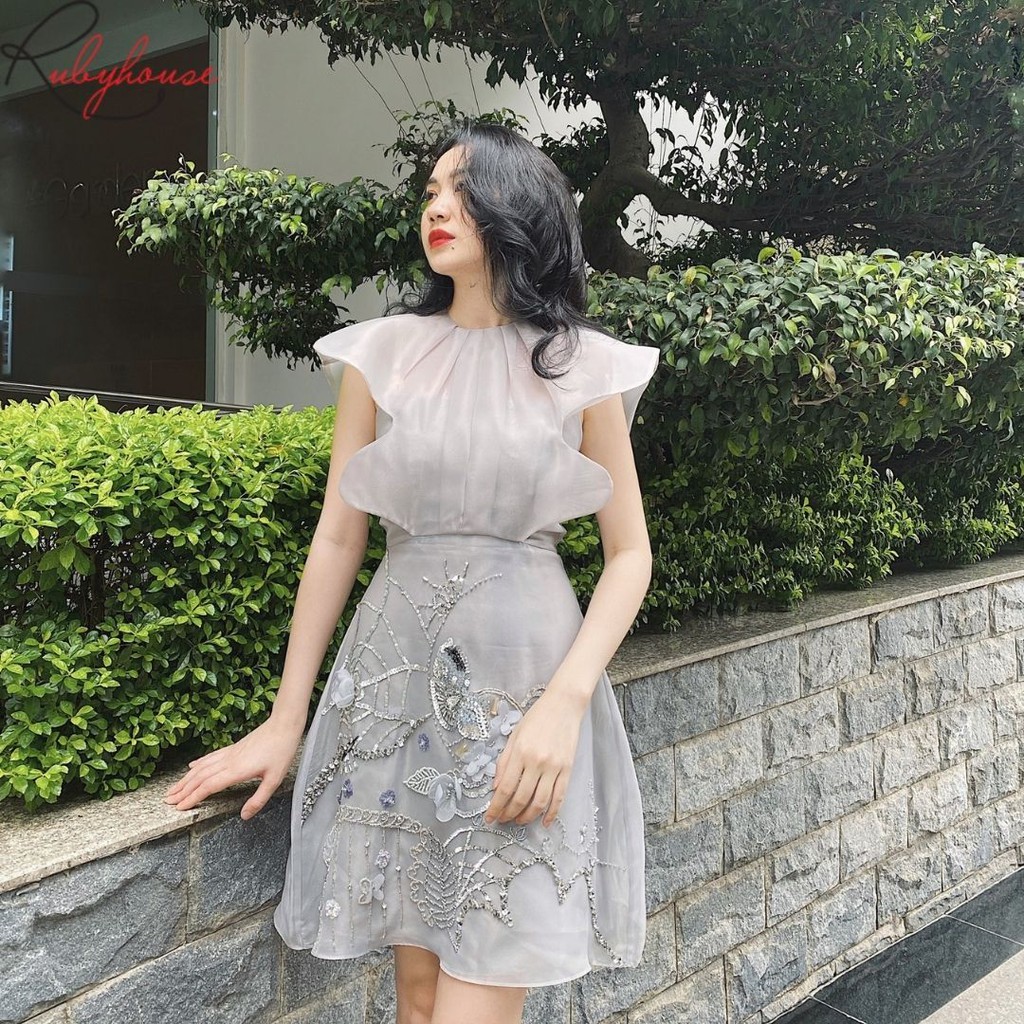 Đầm Thiết Kế Organza Dáng Xòe RUBY HOUSE - Phần Trên Cách Điệu, Đính Cườm Đá Thủ Công Cao Cấp 2987