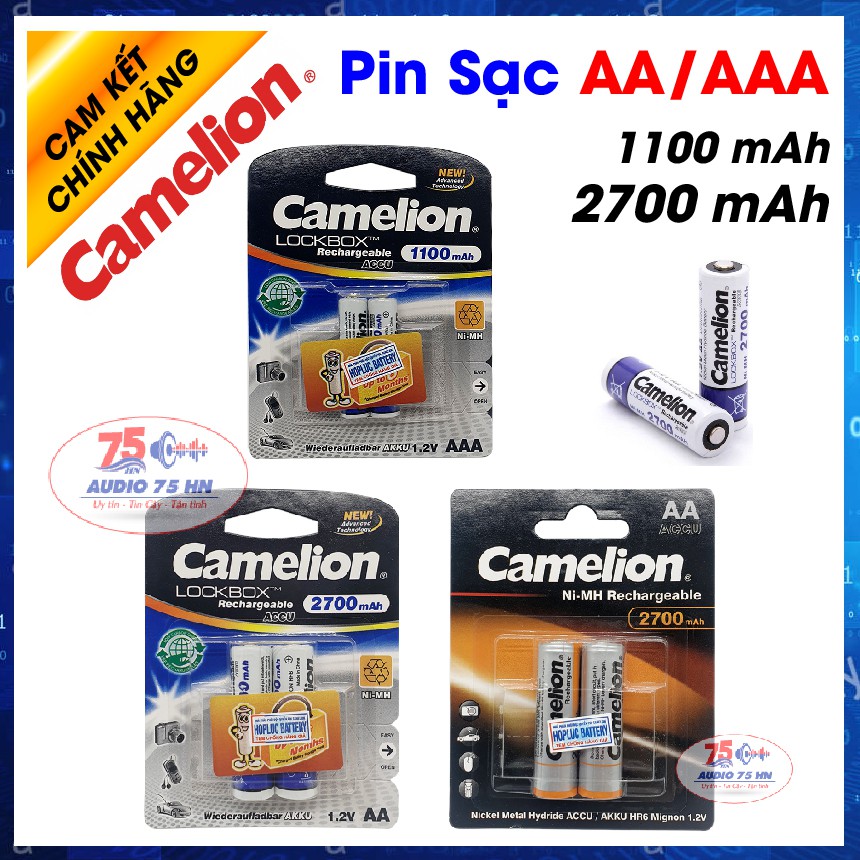02 VIÊN PIN SẠC AA,AAA CAMELION 1100MAH, 2700MAH