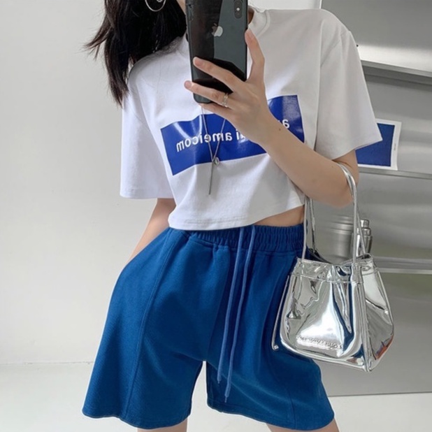 Áo thun ZHELIHANGFEI tay ngắn dáng rộng in chữ thời trang phong cách cho nữ