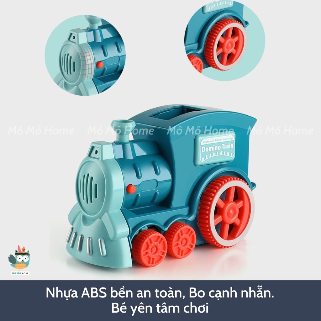 Xe Domino, Đồ Chơi Tàu Lửa Domino xếp tự động, Có Âm Thanh, Điều chỉnh hướng dễ dàng - Mô Mô Home