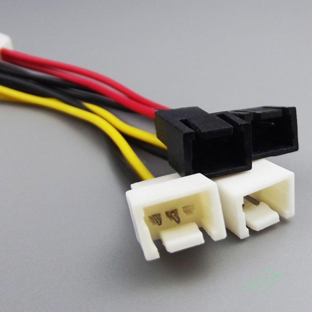 CS 2pcs 4-Pin Molex to 3-Pin fan Power Cable Adapter Connector 12v*2 / 5v*2