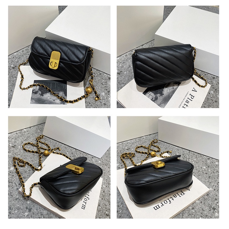 Túi đeo chéo dáng vuông nhỏ phối chuỗi xích thời trang đơn giản cao cấp dành cho nữ